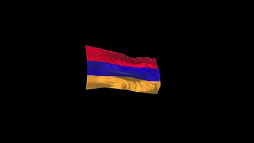 Realistic Waving Armenian Flag Animation on Black Background