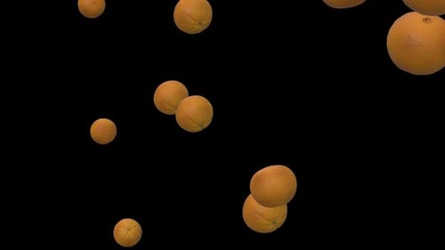 Naranjas cayendo sobre fondo alfa