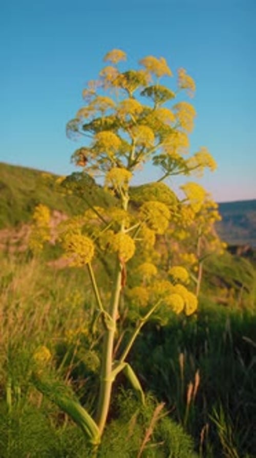 Ferula communis, une plante sauvage connue sous le nom de fenouil dans la campagne calabraise