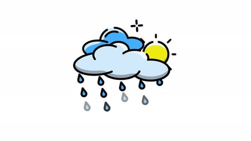 Animated Weather Icon of Clouds, Rain, and Sun