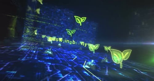 Ecology and eco friendly technology symbols loop cyber concept