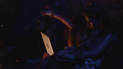 Experience How Modern Technology Interacts with Primitive Life in a Mesmerizing Night Scene