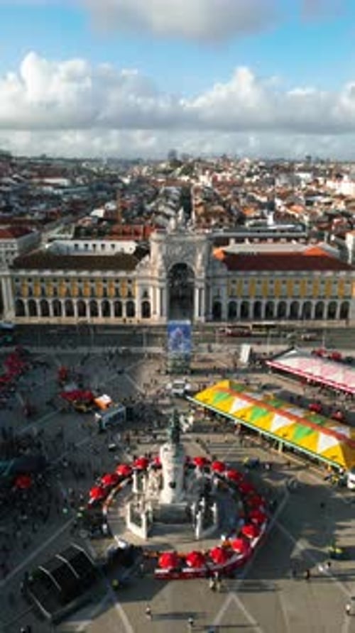 Palace Square in Lisbon. Trade Square of Lisbon, Portugal. Sales Square near the Marina Bay