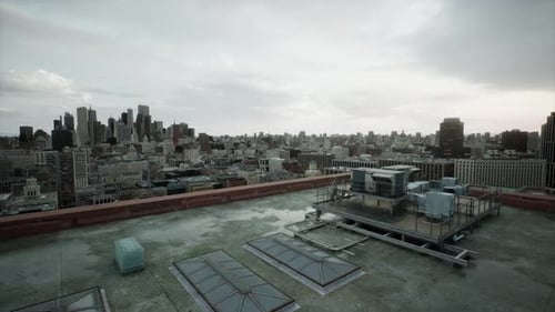 El techo del edificio con vistas a la ciudad desde los rascacielos