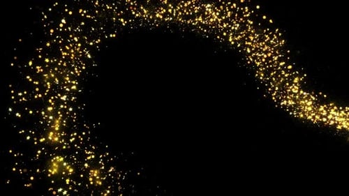 Lumière dorée, scintillante, traîne, particules dorées, arrière-plan en mouvement