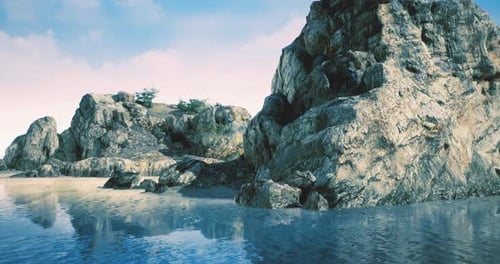 Realistic Coastal Landscape with Calm Ocean Waves