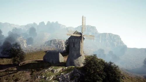 Landscape View on the Old Windmill