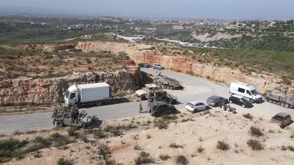 Israel Army squad soldiers on Humvee vehicles driving through training ...