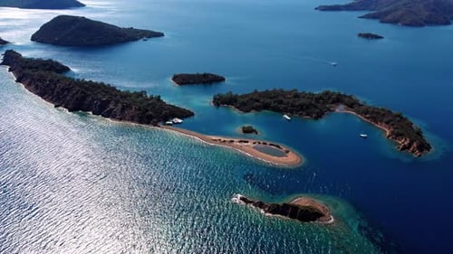Aerial View of Tropical Islands and Turquoise Water