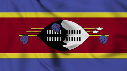 Eswatini National Flag Waving in Realistic Animation