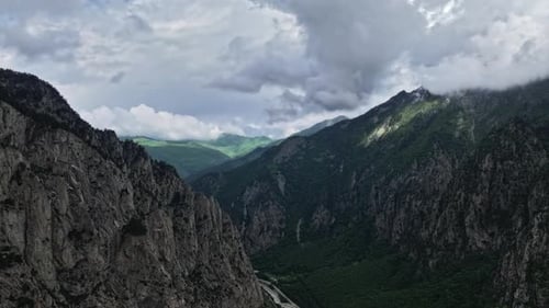 Clouds Moving Over Mountain Valley Timelapse