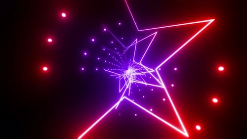 4 K Colored Neon Star Tunnel