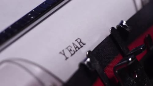 Year 1931, Typing on Blank White Paper in Vintage Typewriter, Close Up