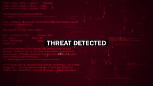 Threat Detected Warning Text On Hacking Background Screen V02