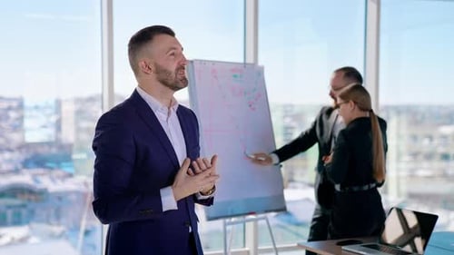 Confident Business Presentation in a Bright Office