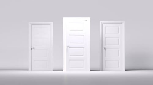 Entering inside the opening door with bright light.