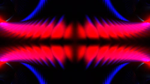 Hypnotischer Kaleidoskop-Hintergrund von Rot bis Cyan, VJ Loop In 4K