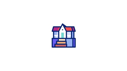Flat Design Animated House Icon Reveal