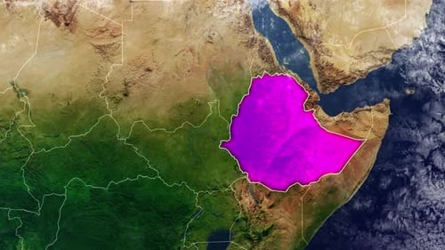 Ethiopia Country Map Highlight and Text Reveal