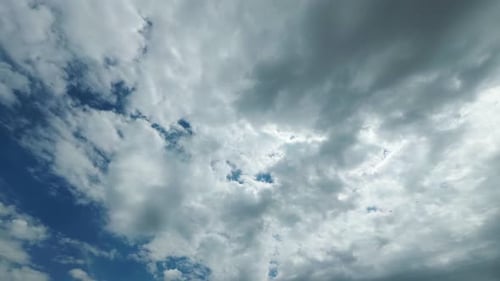 Clouds are Moving in the Blue Sky Time Lapse