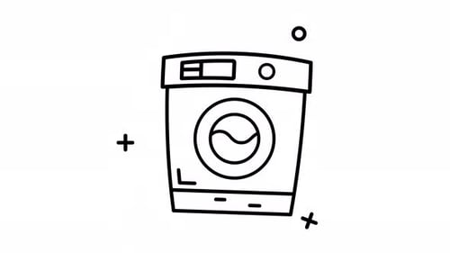 Animated Of a washing machine line art.