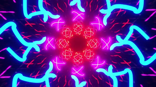 New Neon Reflected Kaleidoscope Mandala Vj Loop Background