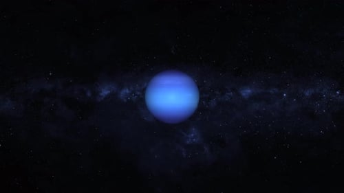 Realistic Neptune planet Rotates on space or galaxy and stars milky way, Animation of Neptune. 1187