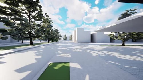 Modern City Street 3D Architectural Walkthrough Animation