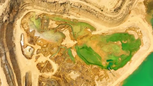 Sand mine from an aerial view. Drone