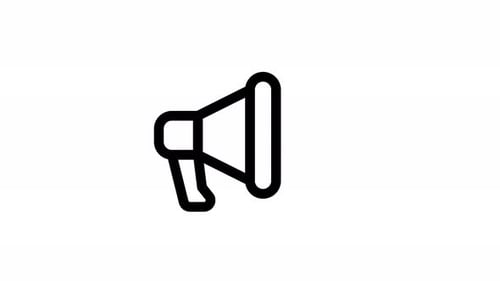 Animated Flat Design Megaphone Icon with Sound Waves