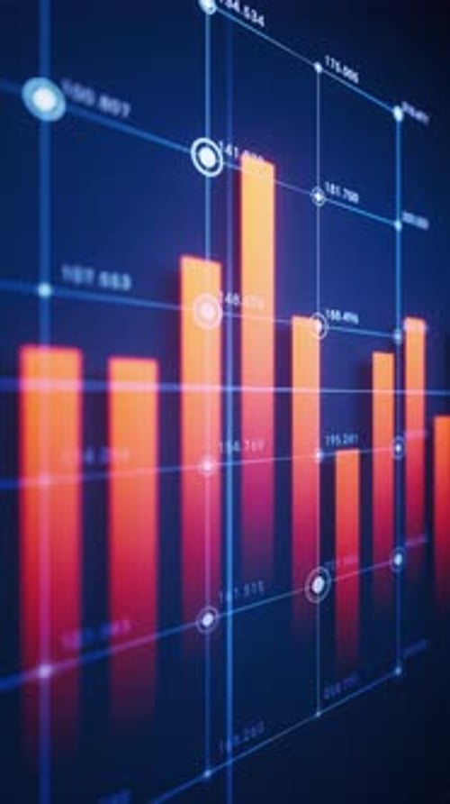 Animated Futuristic Bar Chart and Data Grid for Business