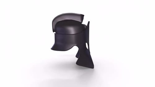 3D Spartan Helmet Rotating on White Background