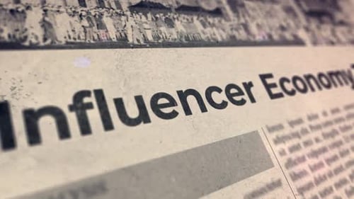 Grunge Newspaper Influencer Economy Headline Reveal with Glitch Effect