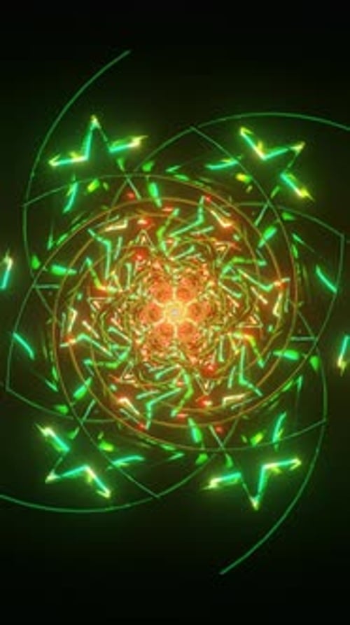 Vidéo verticale d'un fond de boucle transparente VJ multicolore abstrait au néon