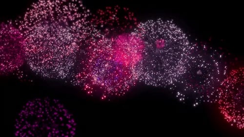 Bright Multicolored Fireworks Exploding in the Dark Sky