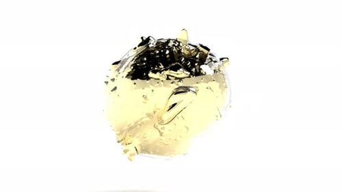 Gold Glass Organic Object on White Back Intro Able to Loop Seamless