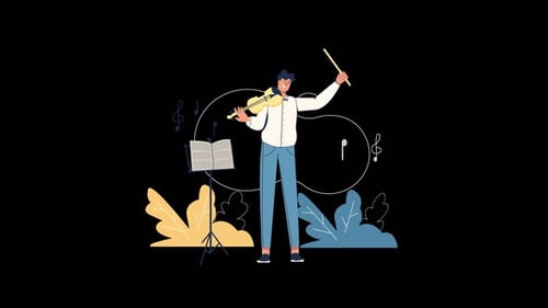 Minimalist Violinist Playing Music Animation