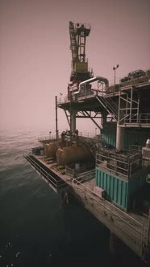 Exploring the Intricate Structure of an Oil Rig Amid Calm Ocean Waters
