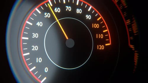 Digital Car Speedometer Animation with Accelerating and Decelerating Needle