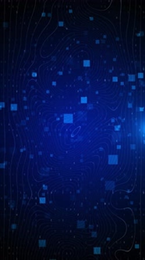 Dynamic Abstract Technology Background with Flowing Lines and Pixels