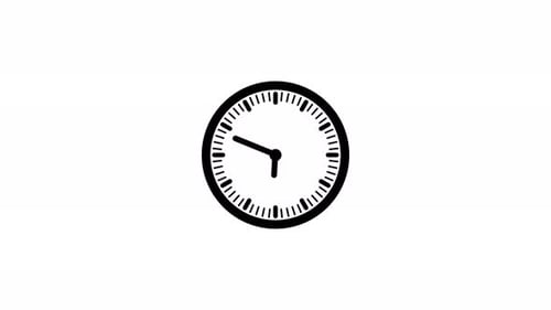 Animated Flat Design Clock Icon Showing Time