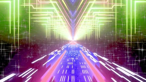 Neonlicht-Tunnel bewegen sich schnell