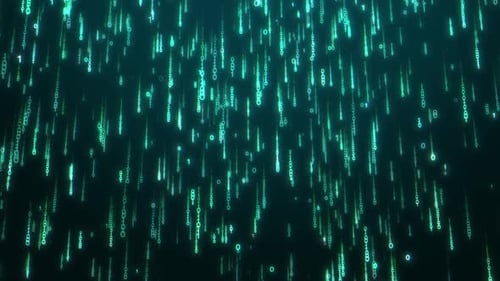 Futuristic Data Flow: Falling Binary Matrix in Dark Digital Space