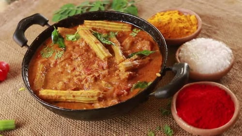 Delicious Orange Curry Close Up With Spices