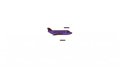 Flat Design Airplane Icon Animation for Travel and Transportation