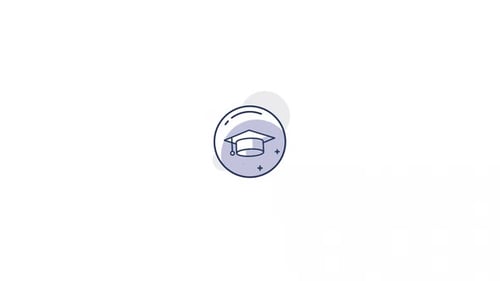 Minimalist Line Art Graduation Cap Animated Icon