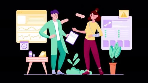 Doctor consulting a patient in a modern healthcare setting