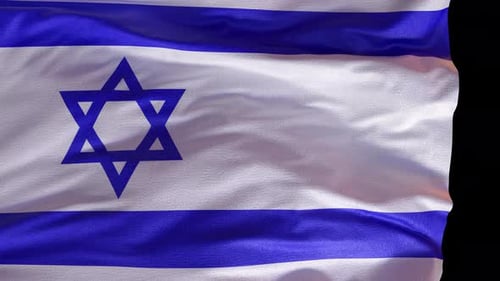 Realistic Israel Flag Waving Screen Transition