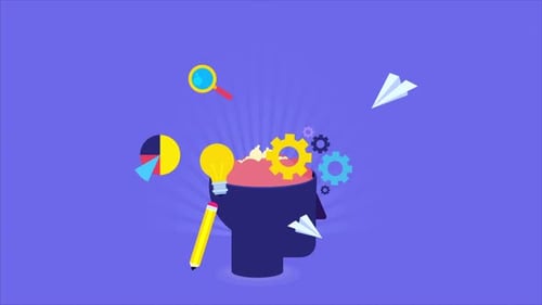 Pensamiento cerebral creativo en morado