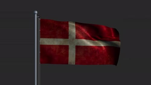 Grunge Distressed Waving Denmark Flag Animation Loop